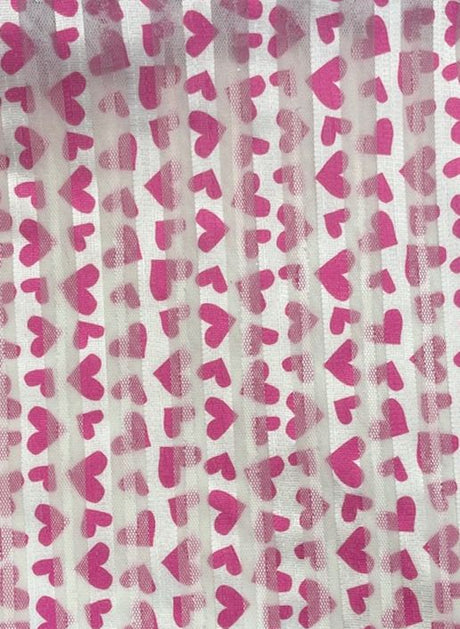 Embroidered Sequin Mesh Stretch Fabric Fuchsia