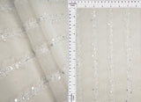 Embroidered Sequin Mesh Stretch Fabric Silver