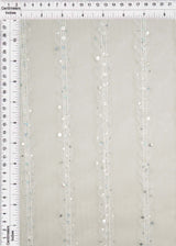 Embroidered Sequin Mesh Stretch Fabric Silver