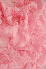 Embroidered Sequin Mesh Pink Stretch Fabric