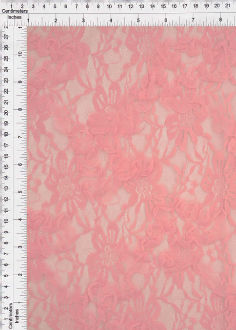 Embroidered Sequin Mesh Pink Stretch Fabric