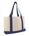 Large Zippered Cotton Canvas Tote