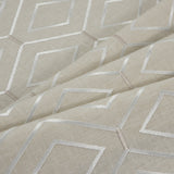 Parchment/Silver/Beige Geometric Embroidered Cotton Woven