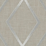 Parchment/Silver/Beige Geometric Embroidered Cotton Woven