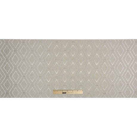 Parchment/Silver/Beige Geometric Embroidered Cotton Woven