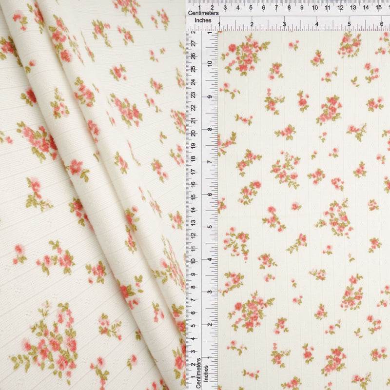 Pointelle Ditsy Print Knit Fabric