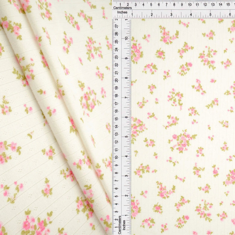 Cotton Style Pointelle Ditsy Print Knit Fabric 58/60" Wide – 220 GSM