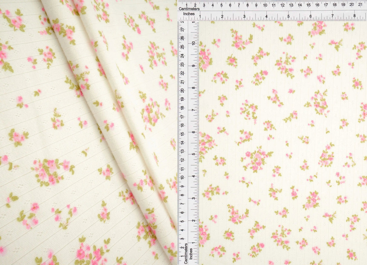 Cotton Style Pointelle Ditsy Print Knit Fabric 58/60" Wide – 220 GSM