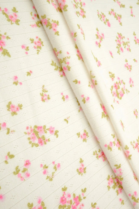 Cotton Style Pointelle Ditsy Print Knit Fabric 58/60" Wide – 220 GSM