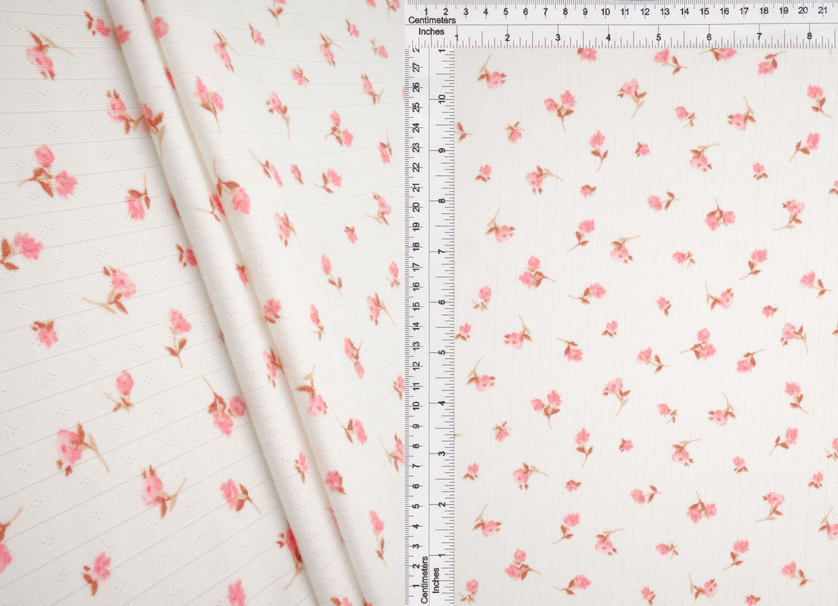 Pointelle Ditsy Floral Knit Fabric