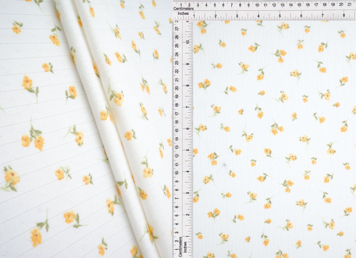 Pointelle Ditsy Floral Knit Fabric
