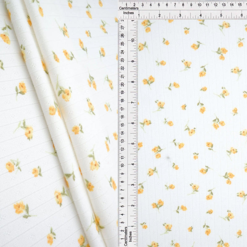 Cotton Style Pointelle Ditsy Floral Knit Fabric 58/60" Wide – 220 GSM