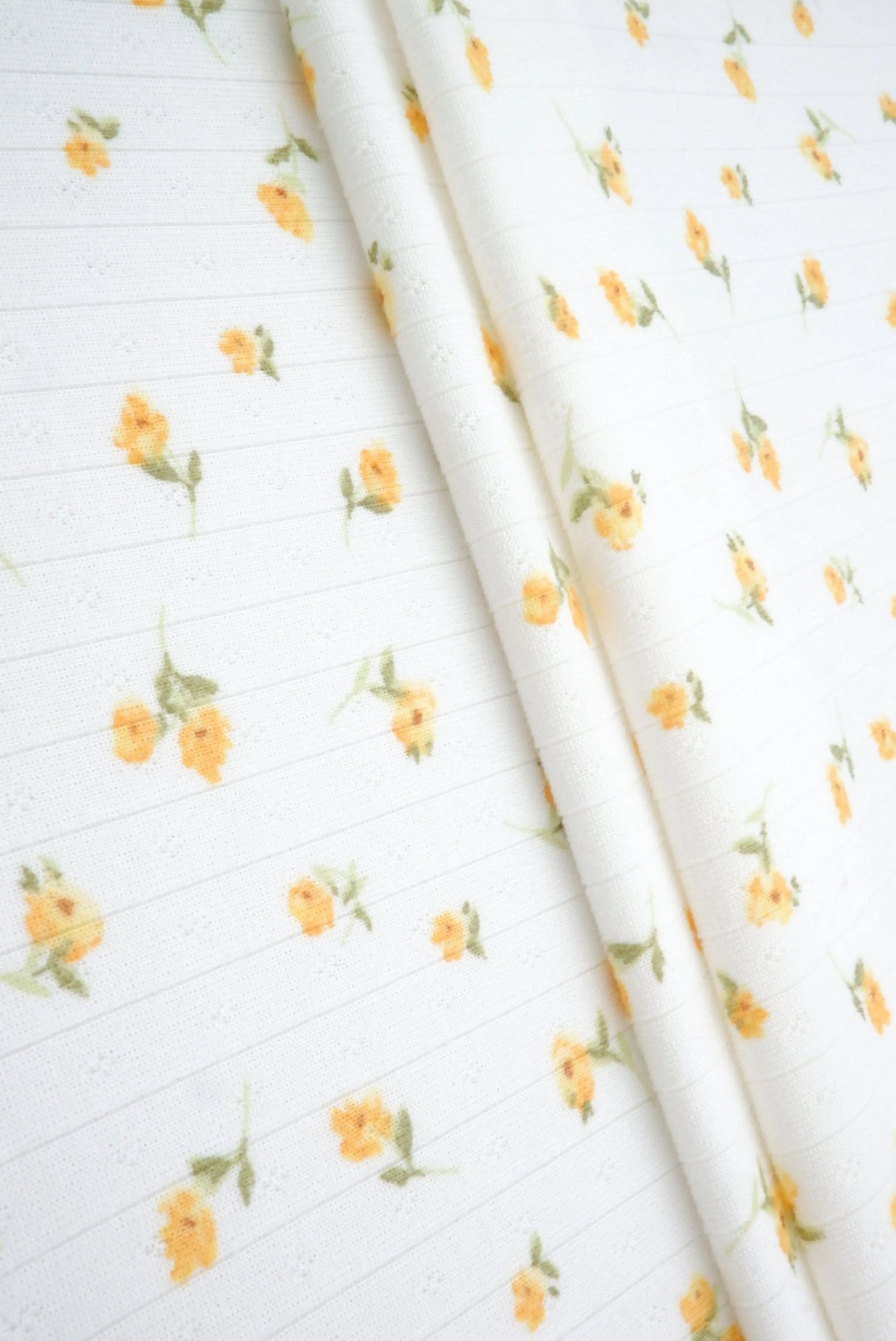 Cotton Style Pointelle Ditsy Floral Knit Fabric 58/60" Wide – 220 GSM