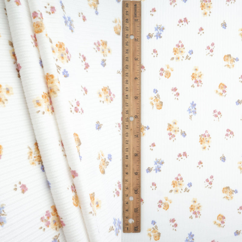 Floral Print Rib Knit Fabric