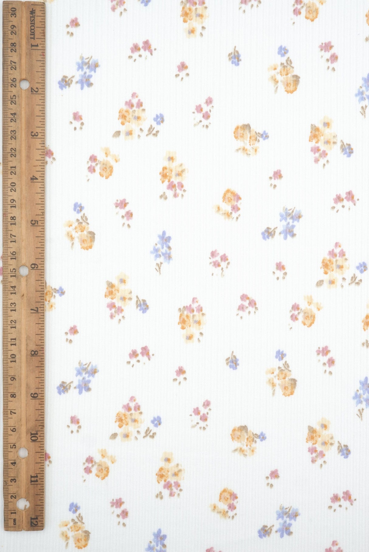 Floral Print Rib Knit Fabric