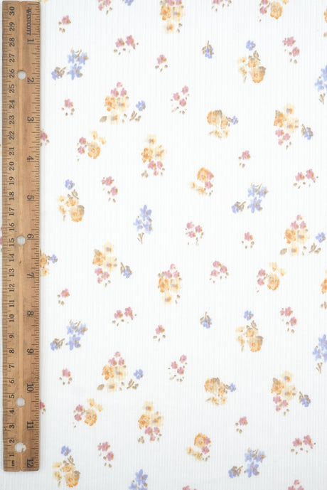 Floral Print Rib Knit Fabric