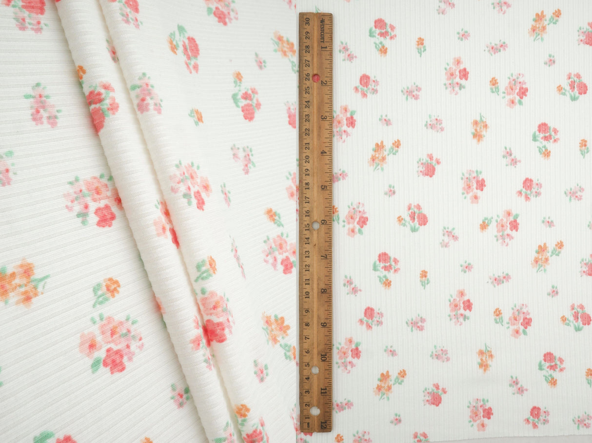 Floral Print Rib Knit Fabric