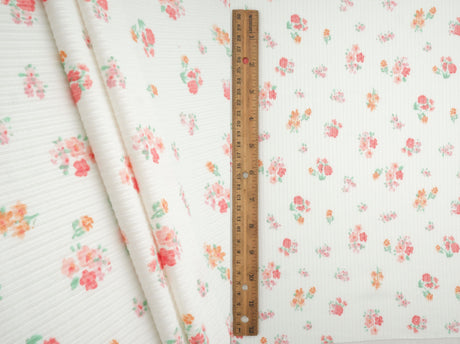 Floral Print Rib Knit Fabric