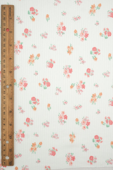 Floral Print Rib Knit Fabric