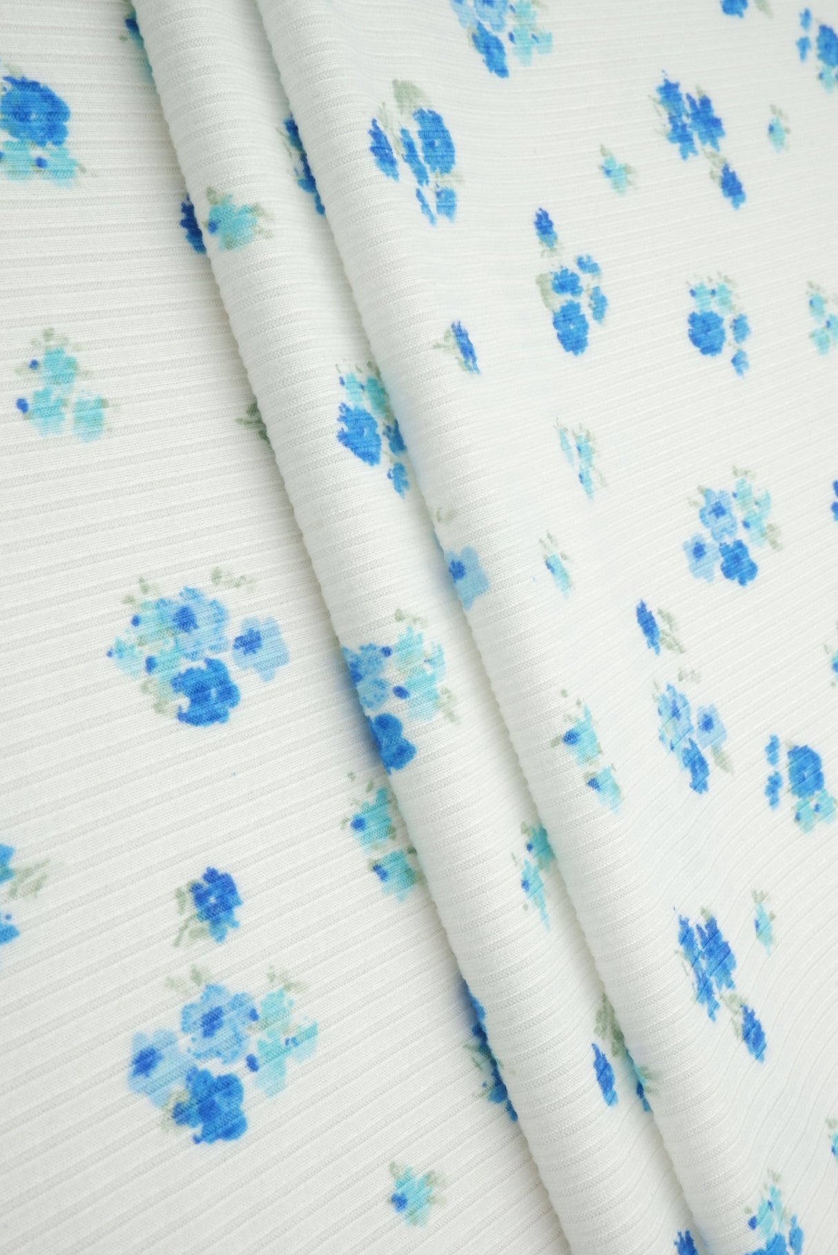 Floral Print Rib Knit Fabric