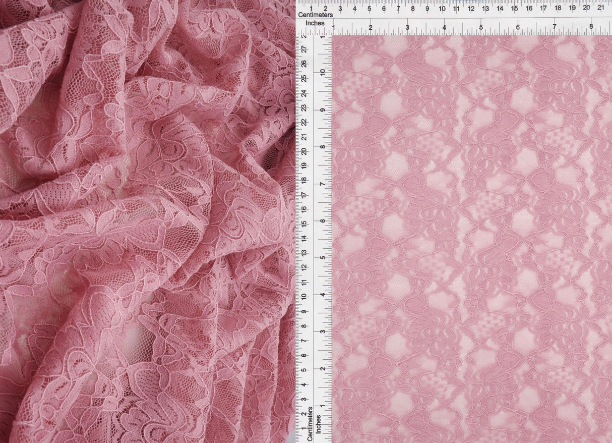 Floral Double Border Lace Fabric 95 Nylon 5 Spandex Stretch Material 57/58 Inches Wide