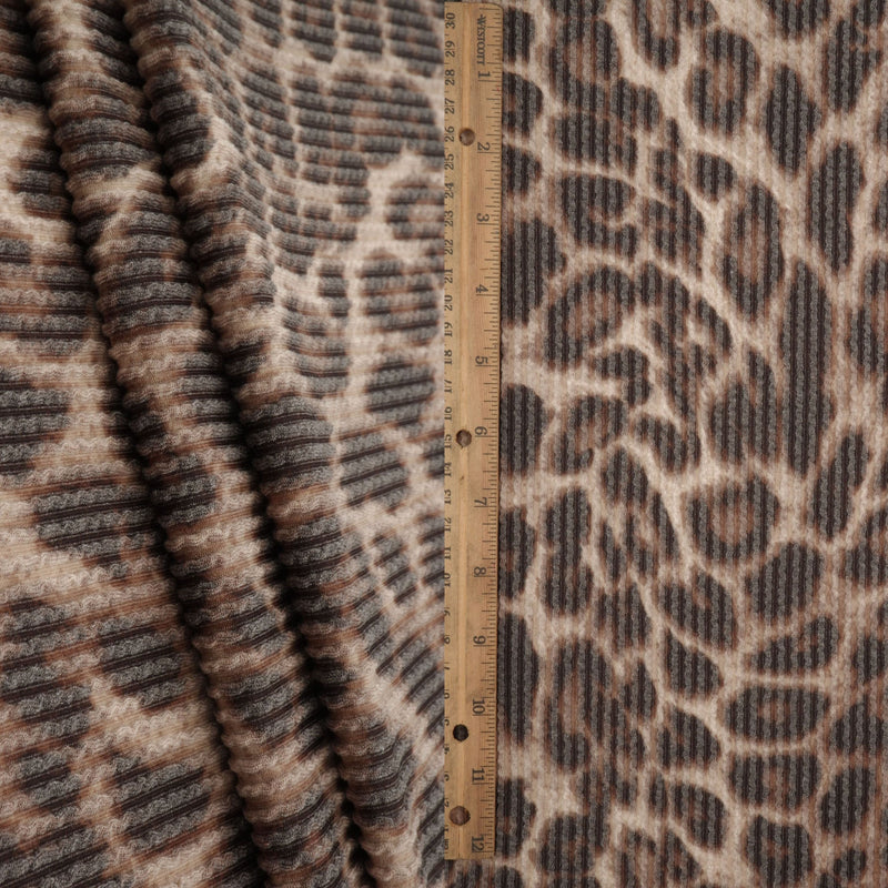 Leopard Double Knit Fabric Taupe Brown