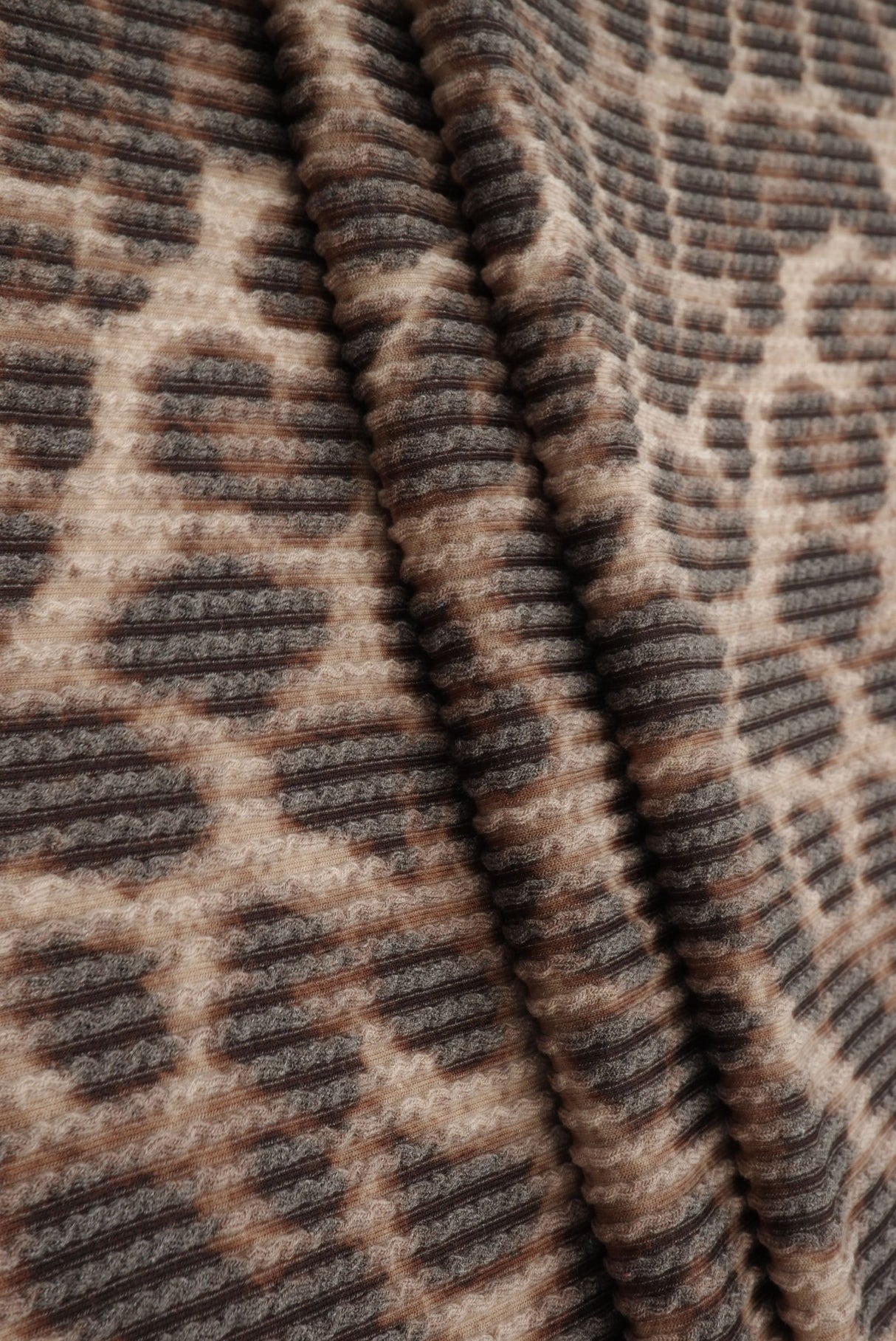 Leopard Double Knit Fabric Taupe Brown