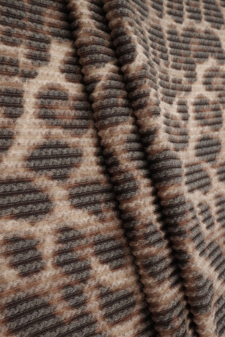 Leopard Double Knit Fabric Taupe Brown