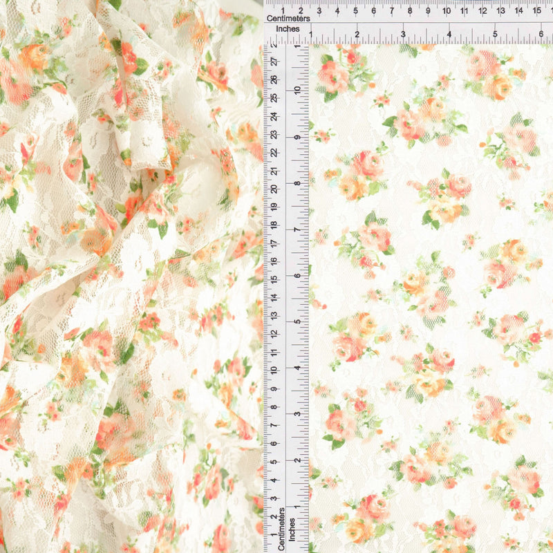 Printed Lace Ditsy Orange Pink