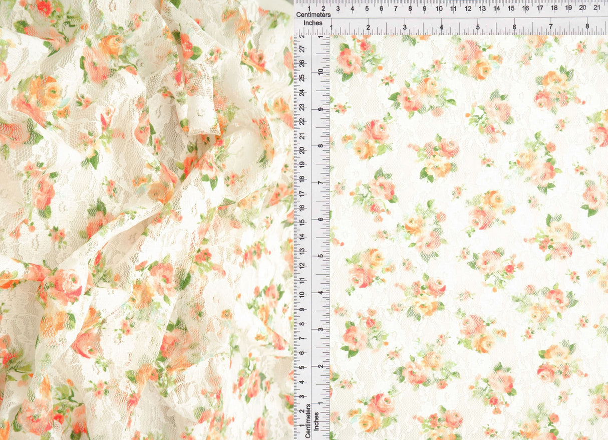 Printed Lace Ditsy Orange Pink
