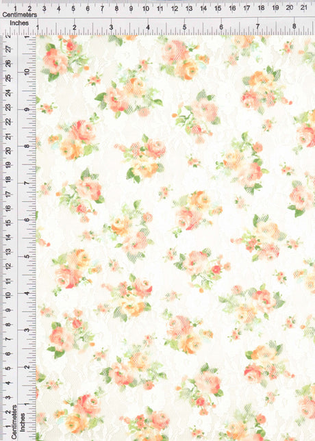 Printed Lace Ditsy Orange Pink