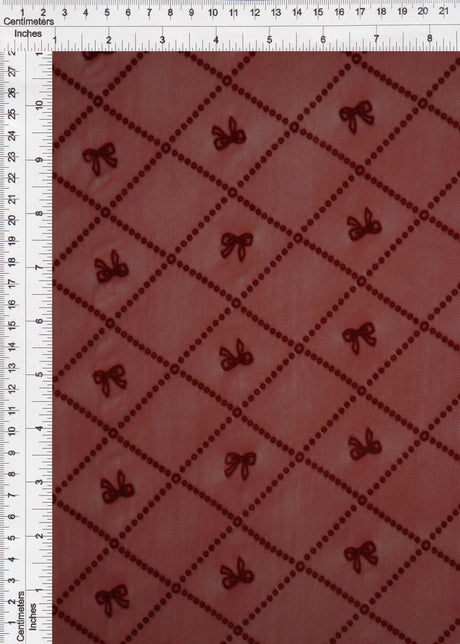 1 Yard Bow Tie Conversational Flocking Mesh Fabric, 56/57? Wide Polyester Spandex Blend