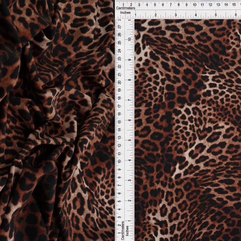Leopard Print Knit Fabric Brown