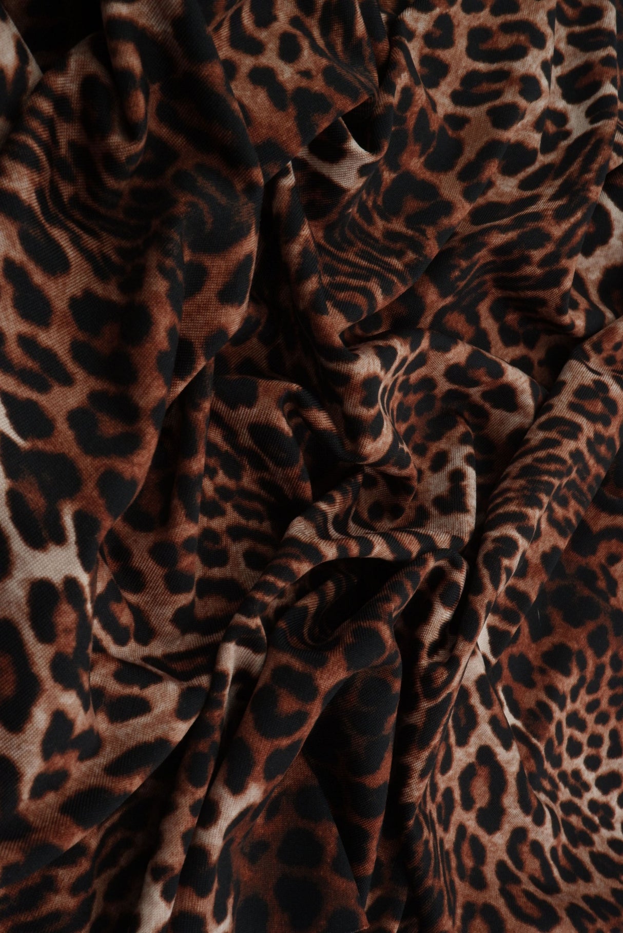 Leopard Print Knit Fabric Brown