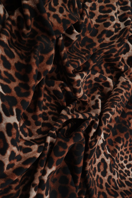 Leopard Print Knit Fabric Brown
