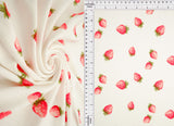 Pointelle Ribbed Knit Strawberry Print Fabric