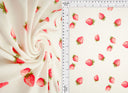1 yarda de tela de punto estilo algodón con punto calado y estampado de fresas, mezcla de poliéster y spandex de 220 GSM, ancho 58/60"