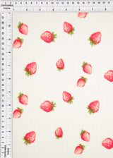 Pointelle Ribbed Knit Strawberry Print Fabric