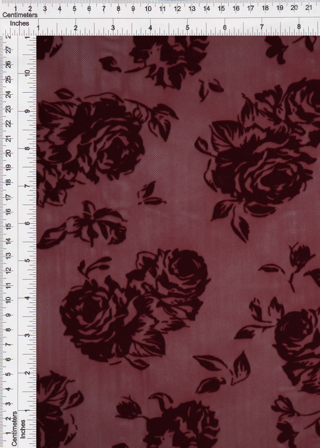 Floral Flocked Mesh Stretch Fabric