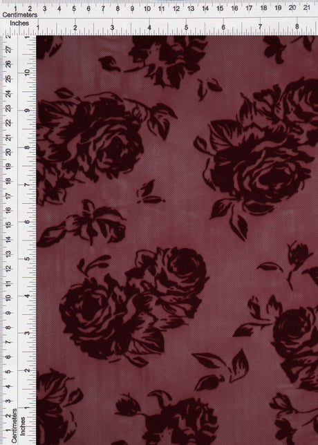 Floral Flocked Mesh Stretch Fabric