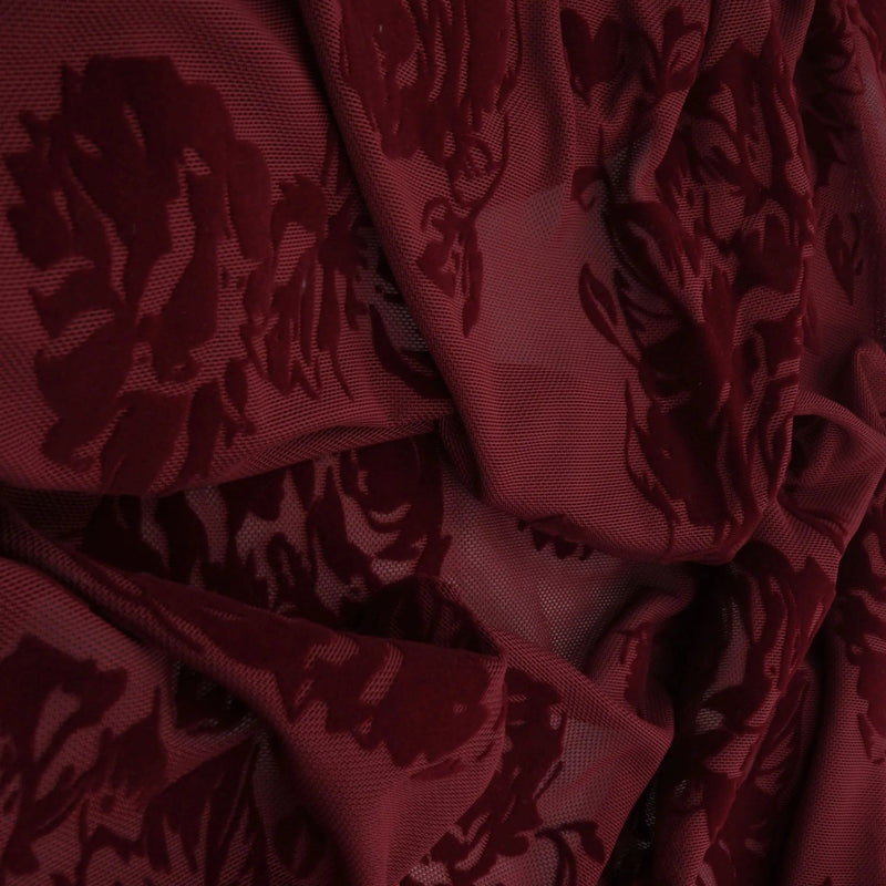 Floral Flocked Mesh Stretch Fabric 56/57" Wide – 100 GSM