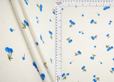 Pointelle Knit Cherry Print Fabric Ivory/Blue
