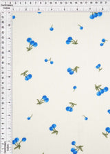 Pointelle Knit Cherry Print Fabric Ivory/Blue