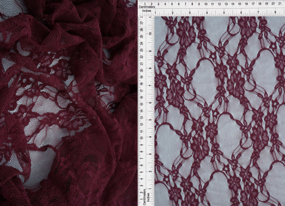 Floral Lace Fabric 92 Nylon 8 Spandex Soft Stretch Lightweight 58/60 Inches Wide