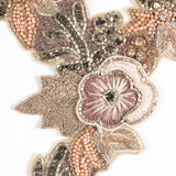 Pink and Green Fancy Beaded Floral Rhinestone Applique - 12.25"x8"