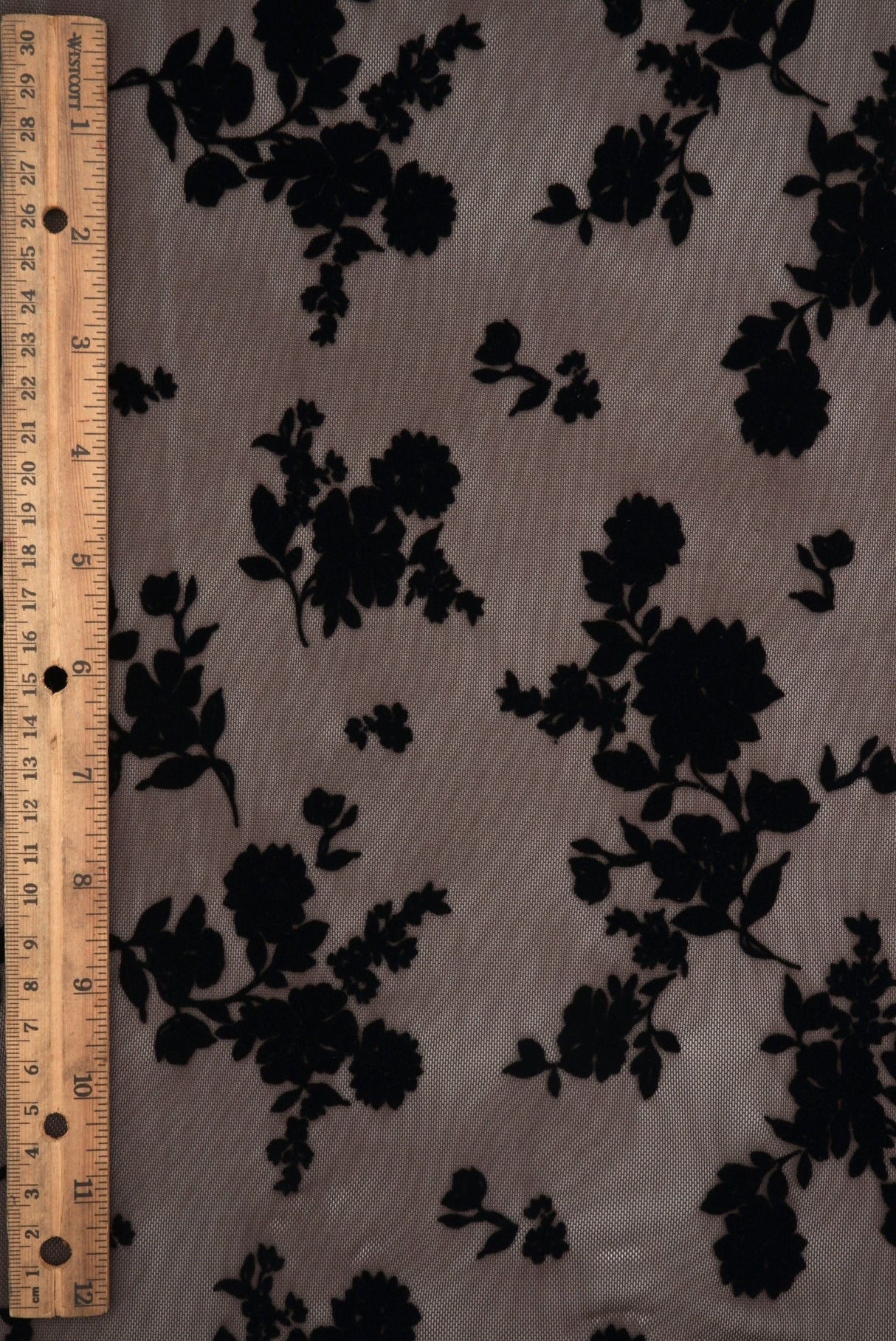 Floral Flocked Mesh Fabric