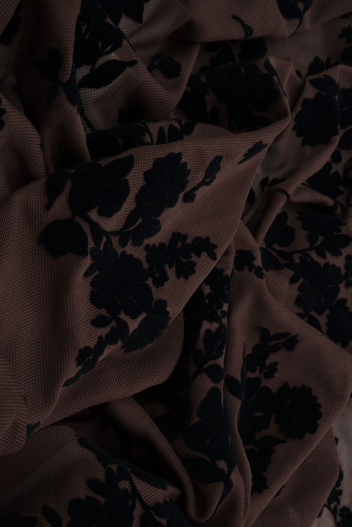 Floral Flocked Mesh Fabric