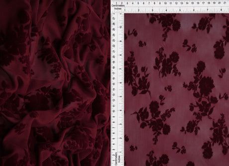 Floral Flocked Mesh Fabric