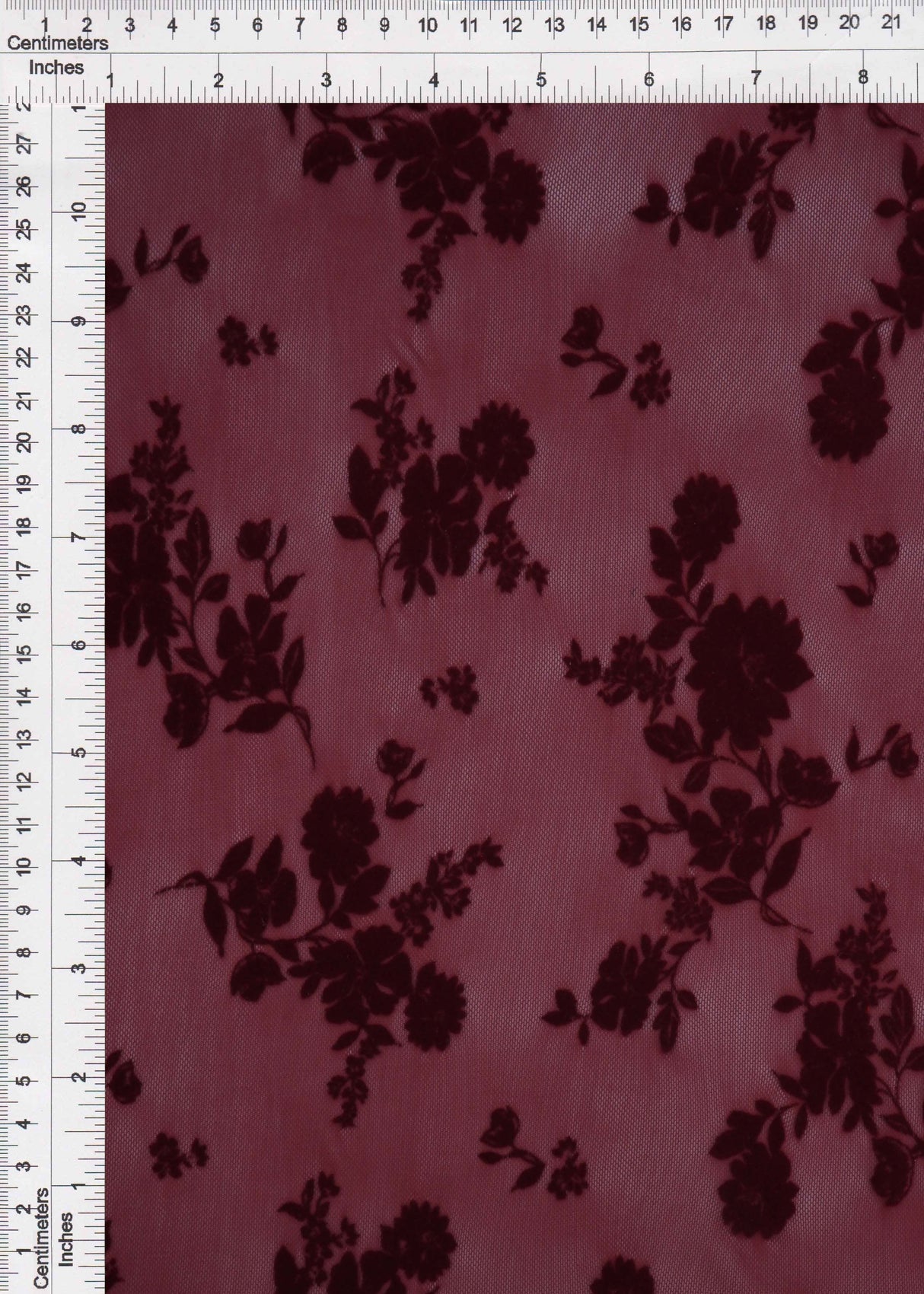 Floral Flocked Mesh Fabric