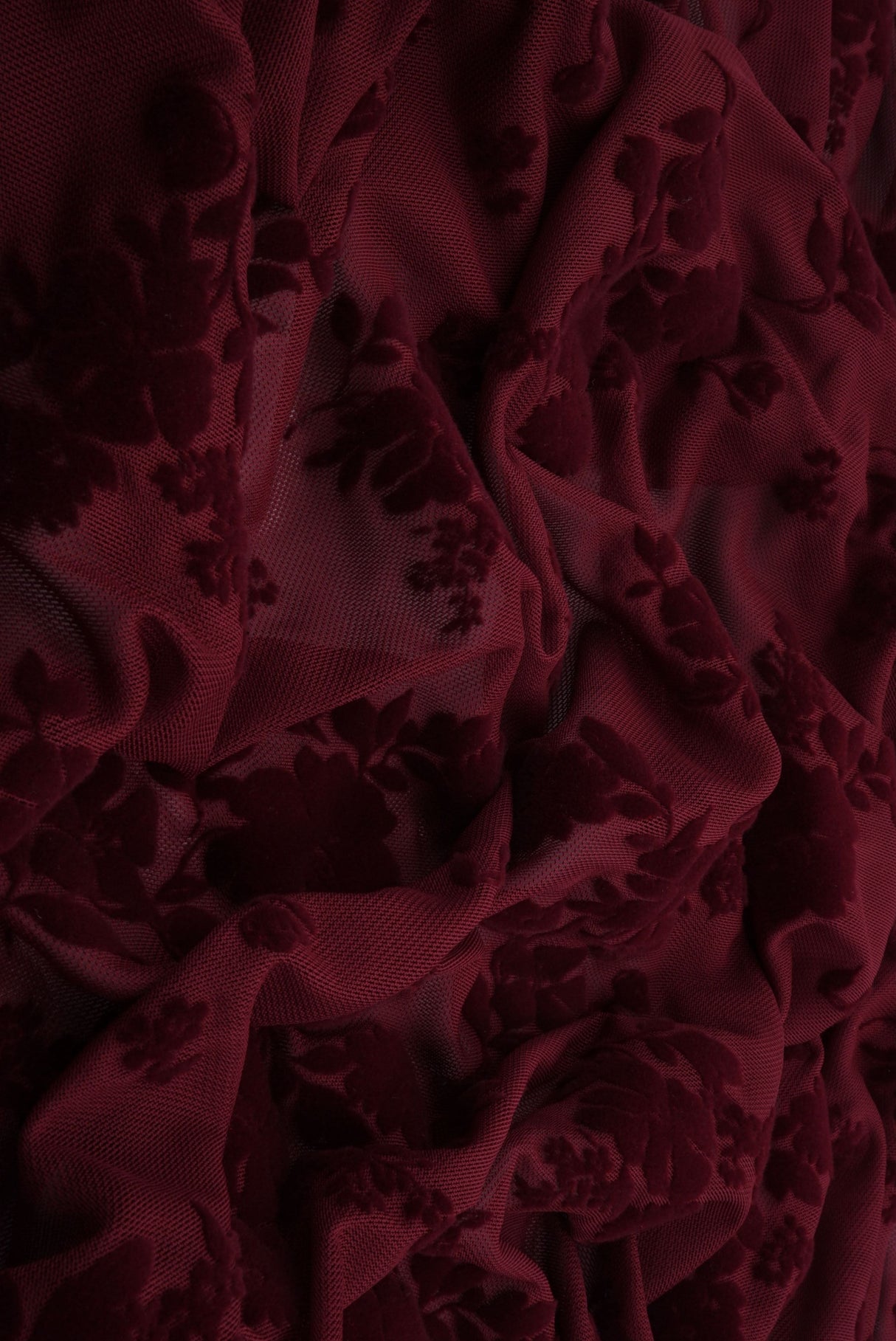 Floral Flocked Mesh Fabric